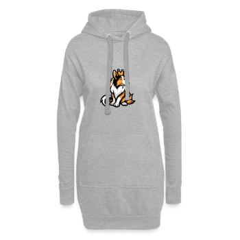 Border Collie Hunde Comic Krone - Hoodie-Kleid - Grau meliert - Vorne