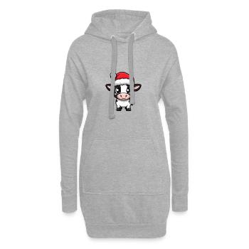 Kuh Weihnachten Christmas - Hoodie-Kleid - Grau meliert - Vorne