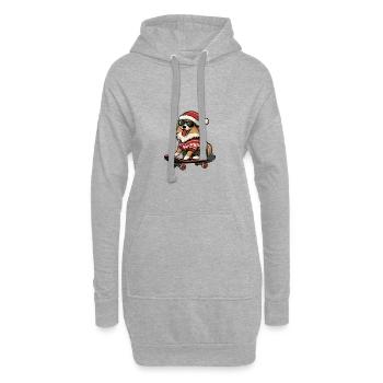 Border Collie Chien Noël Drôle - Sweat-shirt à capuche long Femme - gris chiné - Devant