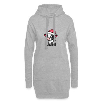 Kuh Weihnachten Niedlich - Hoodie-Kleid - Grau meliert - Vorne