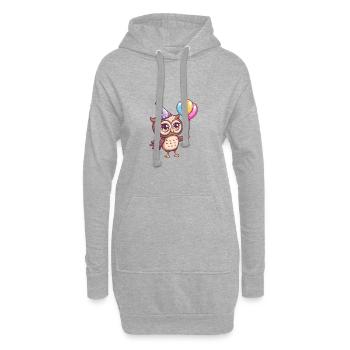 hibou anniversaire bébé - Sweat-shirt à capuche long Femme - gris chiné - Devant