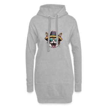 Katze Comic Lustig Sombrero - Hoodie-Kleid - Grau meliert - Vorne