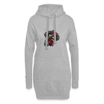 Coq Bande Dessinée Drôle Sombrero - Sweat-shirt à capuche long Femme - gris chiné - Devant