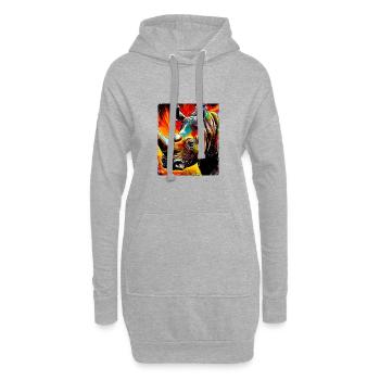 Nashorn Porträt - Hoodie-Kleid - Grau meliert - Vorne