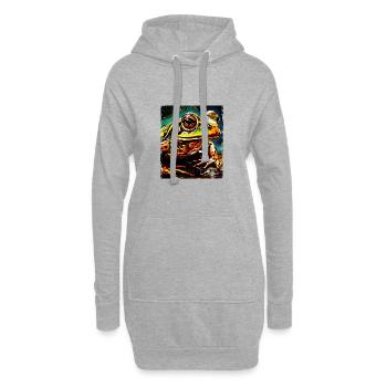 Frosch Porträt - Hoodie-Kleid - Grau meliert - Vorne