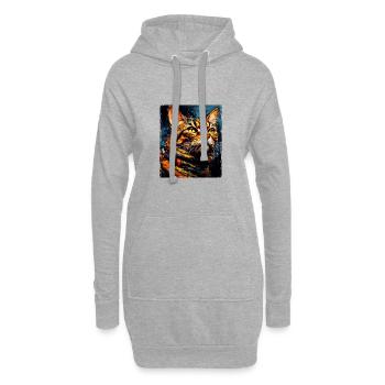 Tête de portrait de chat - Sweat-shirt à capuche long Femme - gris chiné - Devant