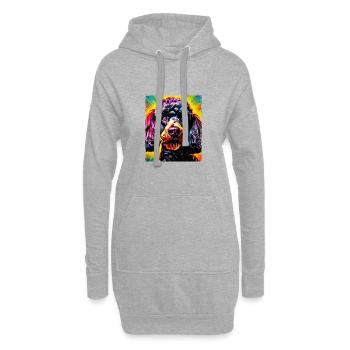 Caniche chien portrait - Sweat-shirt à capuche long Femme - gris chiné - Devant
