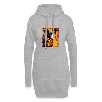 Border Collie Chien Portrait - Sweat-shirt à capuche long Femme - gris chiné - Devant
