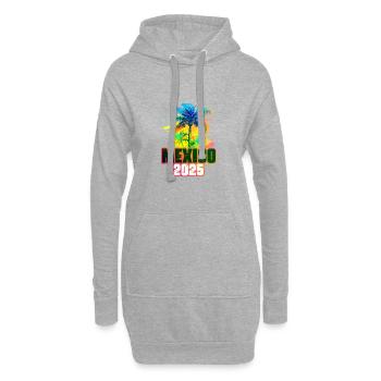 Mexiko 2025 Bunt Palmen - Hoodie-Kleid - Grau meliert - Vorne