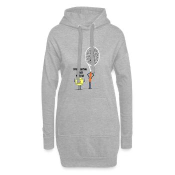 Lustiges Tennis Bild Comic Schläger Ball Spruch - Hoodie-Kleid - Grau meliert - Vorne