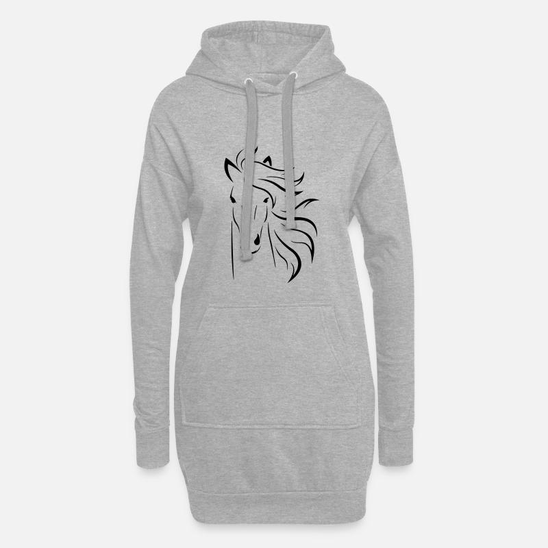 Pferdekopf - Hoodie-Kleid - Grau meliert