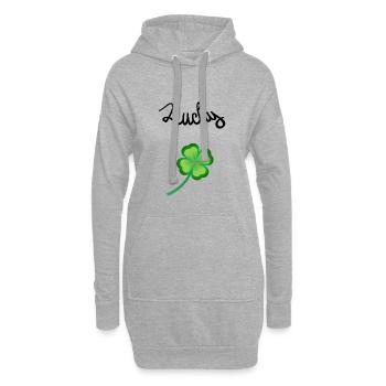 Trèfle à quatre feuilles Bonne chance - Sweat-shirt à capuche long Femme - gris chiné - Devant