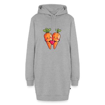 Carotte Couple Amour Coeur Saint Valentin - Sweat-shirt à capuche long Femme - gris chiné - Devant