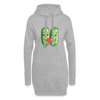 Gurke Paar Liebe Herz Valentinstag - Hoodie-Kleid - Grau meliert - Vorne