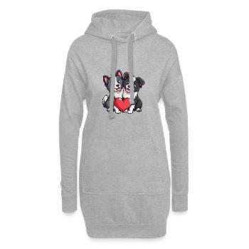 Border Collie Chiens Couple Amour Couple Amoureux - Sweat-shirt à capuche long Femme - gris chiné - Devant