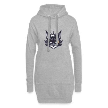 Symbole Chat Tête Couronne - Sweat-shirt à capuche long Femme - gris chiné - Devant