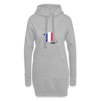 Frankreich Flagge Landkarte Umriss - Hoodie-Kleid - Grau meliert - Vorne