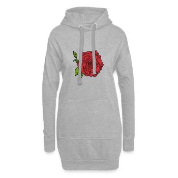 Fleur de rose - Sweat-shirt à capuche long Femme - gris chiné - Devant