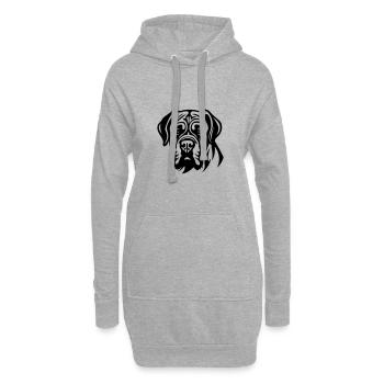 Mastiff Hund Kopf - Hoodie-Kleid - Grau meliert - Vorne