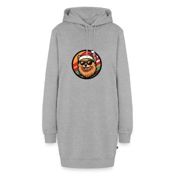 Zwergspitz Hund Weihnachten Cool Pomeranian - Hoodie-Kleid - Grau meliert - Vorne