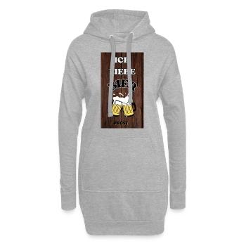 Ich liebe Bier - Hoodie-Kleid - Grau meliert - Vorne