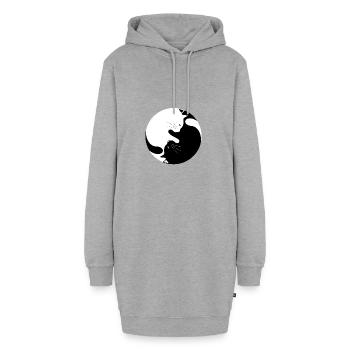 Yin et Yang avec chats - Sweat-shirt à capuche long Femme - gris chiné - Devant