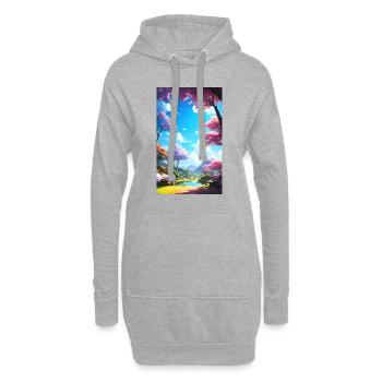 Friedliche, helle und glückliche Anime-Naturszene - Hoodie-Kleid - Grau meliert - Vorne