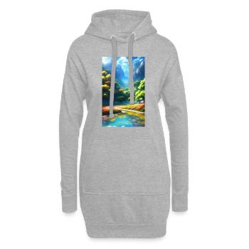 Paysage naturel d’anime serein - Sweat-shirt à capuche long Femme - gris chiné - Devant
