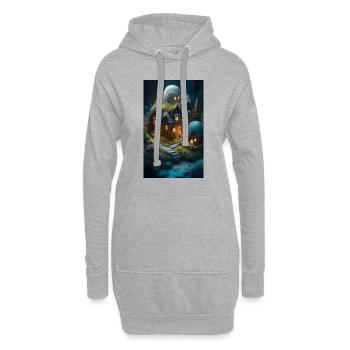 Gemütliche Miniatur-Cottage-Fantasy-Szene - Hoodie-Kleid - Grau meliert - Vorne