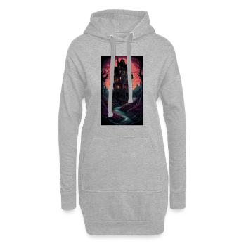 Maison d’horreur effrayante et effrayante - Sweat-shirt à capuche long Femme - gris chiné - Devant