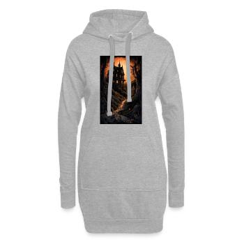 Maison d’horreur sombre et lumineuse dans une nature étrange - Sweat-shirt à capuche long Femme - gris chiné - Devant