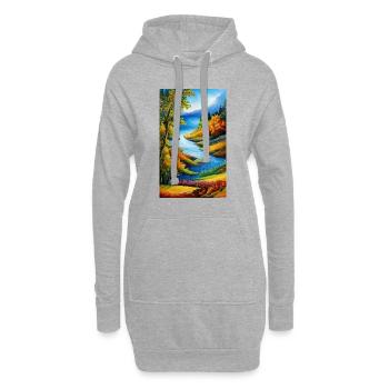 Scène de nature à l’aquarelle sereine en automne - Sweat-shirt à capuche long Femme - gris chiné - Devant