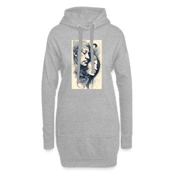 Visages de couple abstraits à l’encre - Sweat-shirt à capuche long Femme - gris chiné - Devant