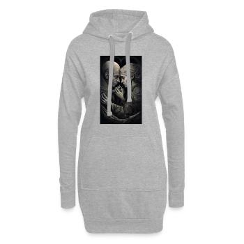 Ältere Liebe in einer düsteren Zeit - Hoodie-Kleid - Grau meliert - Vorne