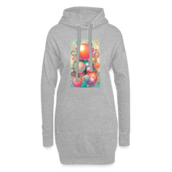 Sphères géométriques heureuses - Sweat-shirt à capuche long Femme - gris chiné - Devant