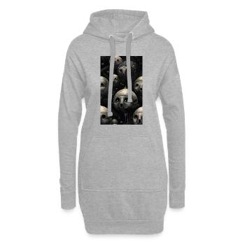 Visages sphériques gris - Sweat-shirt à capuche long Femme - gris chiné - Devant