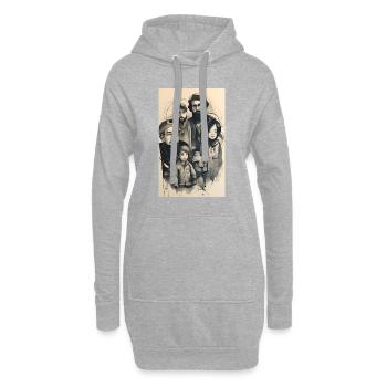 Portrait de famille à l’encre de groupe - Sweat-shirt à capuche long Femme - gris chiné - Devant