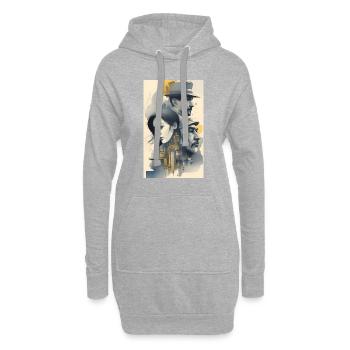 Encre des générations familiales - Sweat-shirt à capuche long Femme - gris chiné - Devant