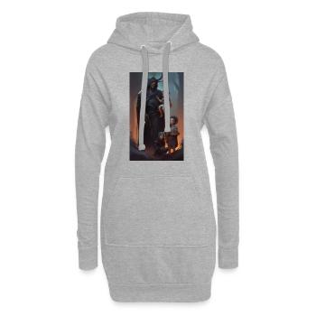 Mittelalterliche Fantasy bewachende Vaterszene - Hoodie-Kleid - Grau meliert - Vorne