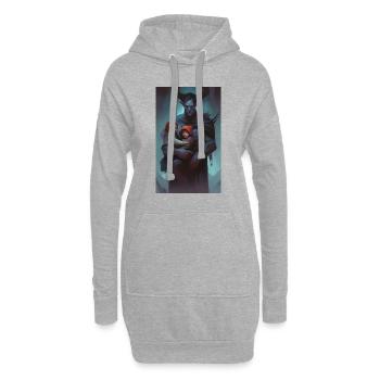 Gardien enfant monstre sombre - Sweat-shirt à capuche long Femme - gris chiné - Devant