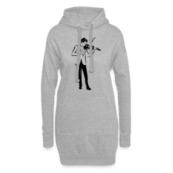 Geigenspieler Zeichnung - Hoodie-Kleid - Grau meliert - Vorne