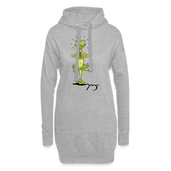 Yoga Zen Gecko Méditation Illumination - Sweat-shirt à capuche long Femme - gris chiné - Devant