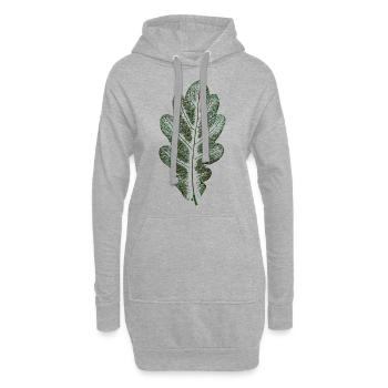 Eichenblatt Naturgrün / Blatt/ Eiche/Baum - Hoodie-Kleid - Grau meliert - Vorne