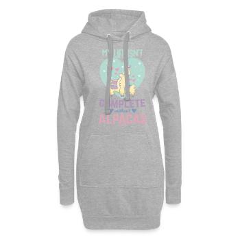 My Life Isn´t Complete Without Alpacas - Hoodie-Kleid - Grau meliert - Vorne