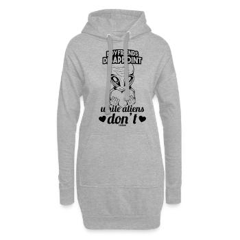 Mädchen Alien Herz Liebe lustiger Spruch - Hoodie-Kleid - Grau meliert - Vorne