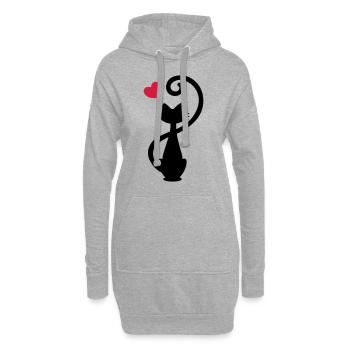 Chat - chat dame - chat - chat - minou - Sweat-shirt à capuche long Femme - gris chiné - Devant