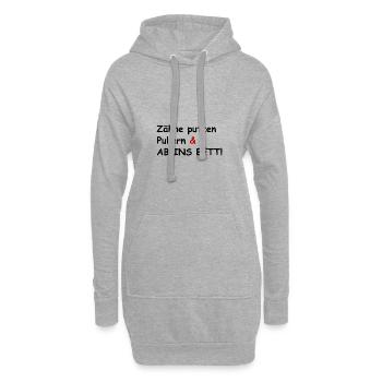 Zähne putzen, Pullern und ab ins Bett - Hoodie-Kleid - Grau meliert - Vorne