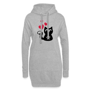 Mignon Chat Mignon - Cute adorable cat - Sweat-shirt à capuche long Femme - gris chiné - Devant
