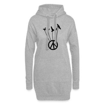 Symbole de paix avec le vol des oiseaux - Sweat-shirt à capuche long Femme - gris chiné - Devant