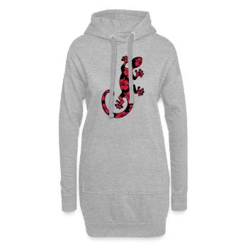 Gecko, lizard, hibiscus, flowers, beach, surf, sun - Sweat-shirt à capuche long Femme - gris chiné - Devant